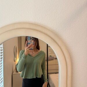 Abound Sage Green V-Neck Ribbed Top